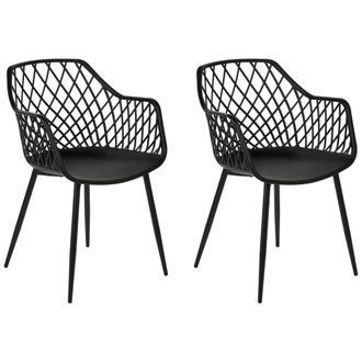Beliani Beliani - Conjunto De 2 Sillas De Comedor Negras Sint&eacute;tico Respaldo Red Nashua Ii