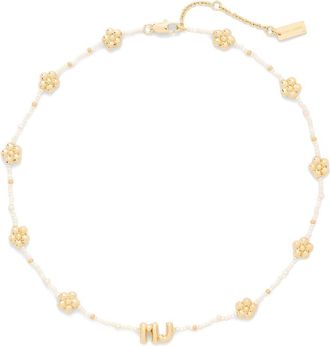 Marc Jacobs MJ Balloon Bead & Freshwater Pearl Necklace in Gold/Cream at Nordstrom