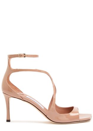 Jimmy Choo London Azia 75 Leather Patent Nude Designer Sandals UK5 / EU39 - 37 (IT37 / UK4)