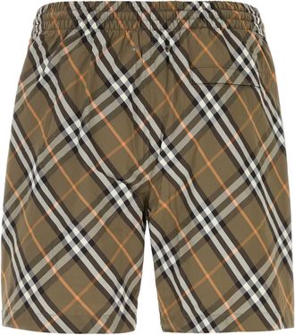 Burberry Embroidered Nylon Check Swimming Shorts - Brown
