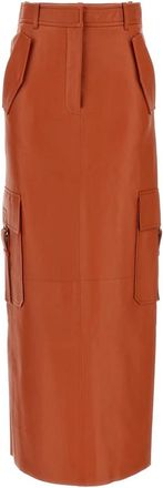 Zimmermann Illustration Midi Rok - Dames - Maxi Rokken - Oranje - 2XS - Leer - Rokken