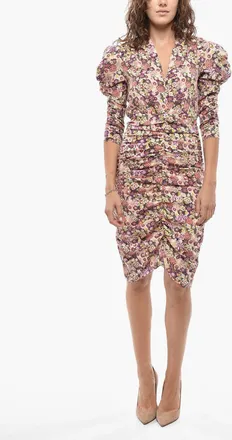 Isabel Marant Draped Floral-Print Dress CELINA with V-Neck Isabel Marant