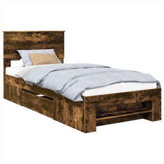 vidaXL Estructura De Cama Con Cabecera Roble Ahumado 80 X 200 Cm Vidaxl