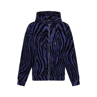 Roberto Cavalli Zebra Print Sweatshirt - male - Roberto Cavalli - Zip-throughs - Blue - S - Sweatshirts & Hoodies