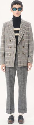 Valentino Giacca Doppiopetto Valentino In Lana Con Motivo Check Uomo GRIGIO 44