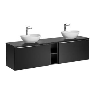 Petits Meubles Mueble lavabo doble 180cm 2 nichos tableros laminados y mdf negro
