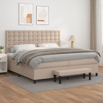 vidaXL Vidaxl - Cama Box Spring Con Colch&oacute;n Cuero Sint&eacute;tico Capuchino 200x200cm