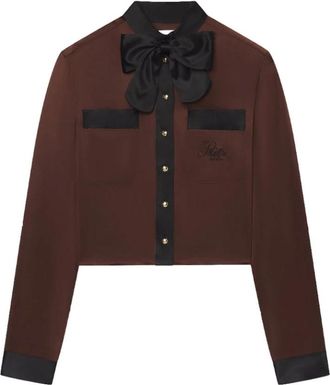 Frame Denim Ritz Feminine Zijden Blouse - Dames - Overhemden - Bruin - M - Satijn - Overhemden