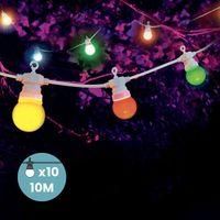 OEM Guirnalda De Luces Exteriores De 10 M Con 10 Bombillas Led Multicolor, Cable Blanco, Ip44, Decoraci&oacute;n Para Jard&iacute;n Y Patio - Ulisem