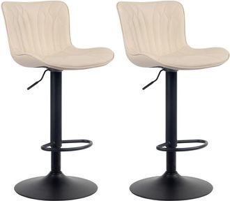 Clp Set De 2 Taburetes De Bar Linus En Tela, Terciopelo O Polipiel Crema Simil Cuero