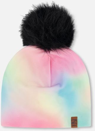 Deux par Deux Stretch Jersey Hat with Pompom in Multicolor at Nordstrom, Size 12-24 M