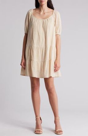 Lovestitch Tiered Puff Sleeve Cotton Dress in Natural at Nordstrom Rack, Size Medium