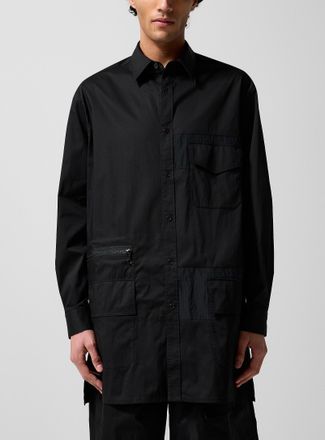 Yohji Yamamoto Mens Fishnet inserts multipocketed elongated shirt