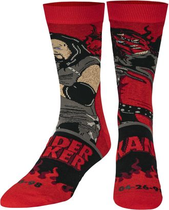 Odd Sox Mens Crew Socks - WWE Legendary Matches Collection (UK Adult 6-12) (The Undertaker Vs Kane)
