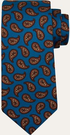 Kiton Mens Small Paisley Silk 7-Fold Tie