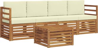 vidaXL Conjunto De Sof&aacute;s De Exterior 5 Uds. Natural Y Crema Vidaxl
