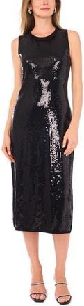 Vince Camuto Crewneck Sleeveless Sequin Midi Dress in Rich Black at Nordstrom Rack, Size Xx-Small
