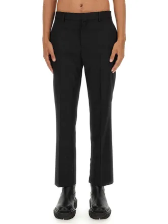 Off-white Slim-Fit Black Virgin Wool Pants With Tailored Silhouette
