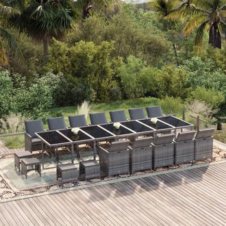 vidaXL Set De Comedor Jard&iacute;n 21 Pzas Con Cojines Rat&aacute;n Sint&eacute;tico Gris Vidaxl