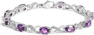 House of Brilliance Silver Oval Purple Amethyst and Diamond Infinity Link Bracelet in White at Nordstrom