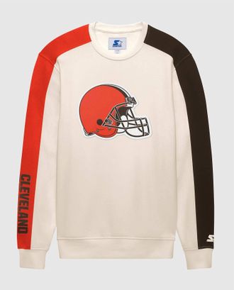 Starter Mens Cleveland Browns Team Crew Long Sleeve Shirt In Cream