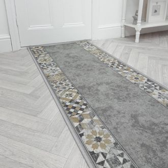 Runrug Hallway Runner Rug - Non-Slip, Hardwearing, 5.4mm - Murcia in Grey | Size: 80 cm x 390 cm