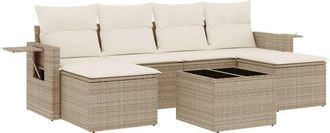 vidaXL Vidaxl - Set Sof&aacute;s De Jard&iacute;n 7 Piezas Y Cojines Rat&aacute;n Sint&eacute;tico Beige