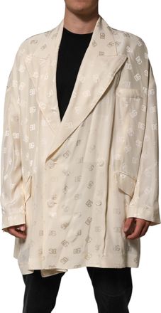 Dolce & Gabbana Mens Beige Polyester Logo Monogram Coat Jacket Clothing