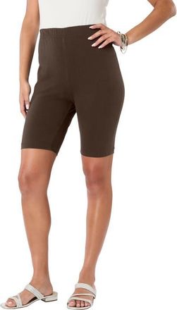 Roaman's Plus Size Everyday Essential Stretch Bike Shorts in Chocolate at Nordstrom, Size Medium