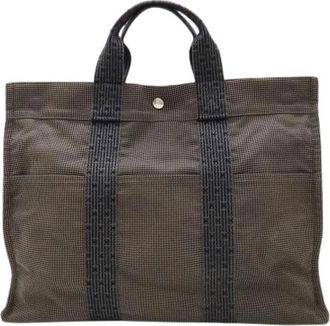 Herm&egrave;s Pre-owned Tote Bags, female, Gray, Size: ONE SIZE Pre-owned Herline Canvas Tote Bag