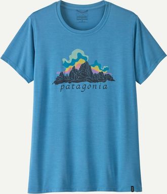 Patagonia Womens Short Sleeve Capilene Cool Daily Shirt In Fitz Roy Nimbus: Shore Blue-Light Shore Blue X-Dye