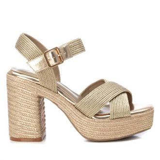 Xti Womens Heeled Jute Platform Sandals In Gold