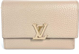 Louis Vuitton Beige Galle Leather Bill Wallet (Tri-Fold) (Pre-Owned)
