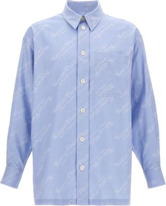 Kenzo Light Blue All-over Logo Shirt