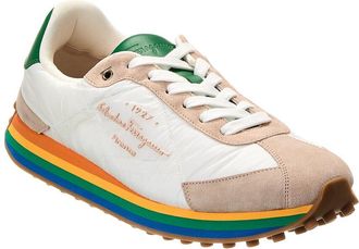 Ferragamo Ferragamo Iggy Dolmias Saddle B Suede & Leather-Trim Sneaker