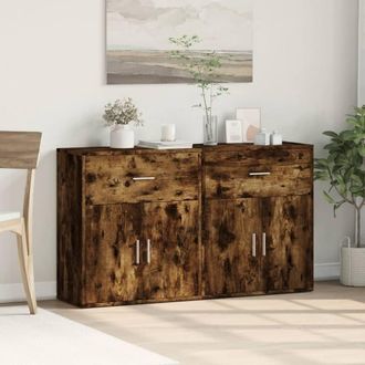 Berkfield Home Sideboards 2 pcs Smoked Oak 60x31x70 cm Engineered Wood in Brown | Size: 60 x 31 x 70 cm