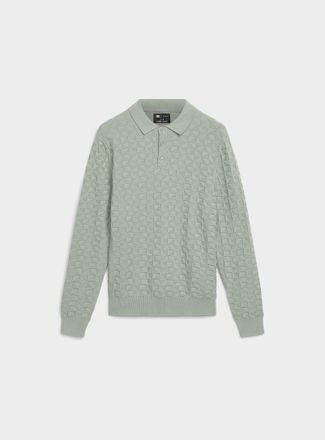 Le 31 Mens Textured geo knit Polo Shirt