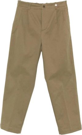 Myths Groene Katoenmix Geplooide Voorkant Broek - Heren - Straight fit broeken - Groen - M - Katoen - Broeken