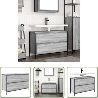 vidaXL Armadio da bagno - Mobile Lavabo da Bagno con Cassetti Grigio Sonoma 90x34,5x60 cm