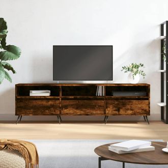 vidaXL Vidaxl - Mueble De Tv Madera Contrachapada Roble Ahumado 150x30x44,5 Cm