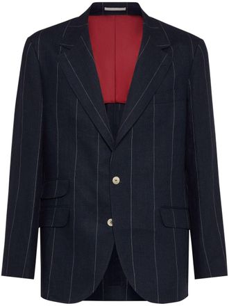 Brunello Cucinelli Blazer met enkele rij knopen - Blauw