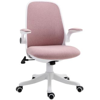 Vinsetto Silla De Oficina Giratoria, Reclinable, Regulable En Altura, Con Reposabrazos Plegables, 62,5 X 60 X 94-104 Cm, Rosa