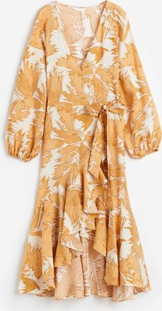 H&M Maxikleid im Wickelschnitt - Cremefarben/Beige Gemustert