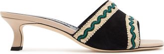 Manolo Blahnik Pop Altra 50 Suede and Leather Sandals - Black And White - 39 (IT39 / UK6)