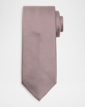 Brioni Men & apos;s Micro-Geometric Square Jacquard Silk Tie