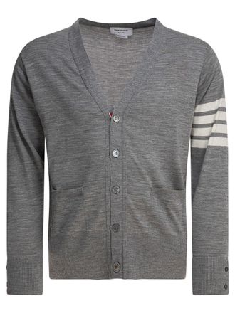 Thom Browne Classic V-Neck Cardigan In Fine Merino Wool W/ 4Bar Stripes