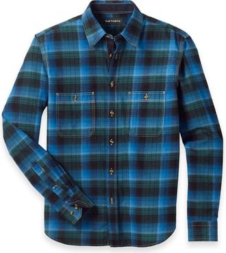 Paul Fredrick Slim Fit Cotton Flannel Plaid Utility Shirt