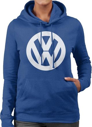 Volkswagen White VW Logo Classic Retro Womens Hooded Sweatshirt