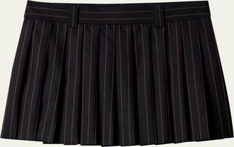 Miu Miu Striped Pleated Mini Skirt
