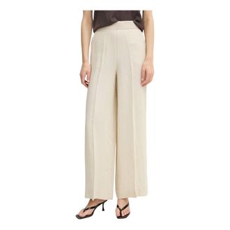 Benetton Dames, Broeken, Beige, Maat: XL Linnen